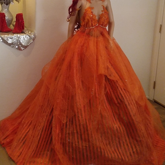 "ANNONA" Orange Harvest Boho Wedding Ballgown Set - Picture 14 of 14